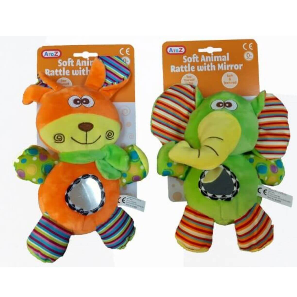 Soft animal with mirror (2 assorted)